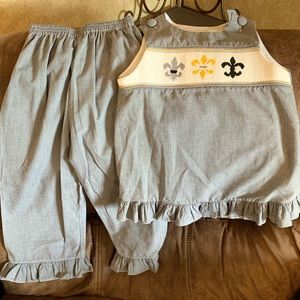Girls Smocked Saints outfit